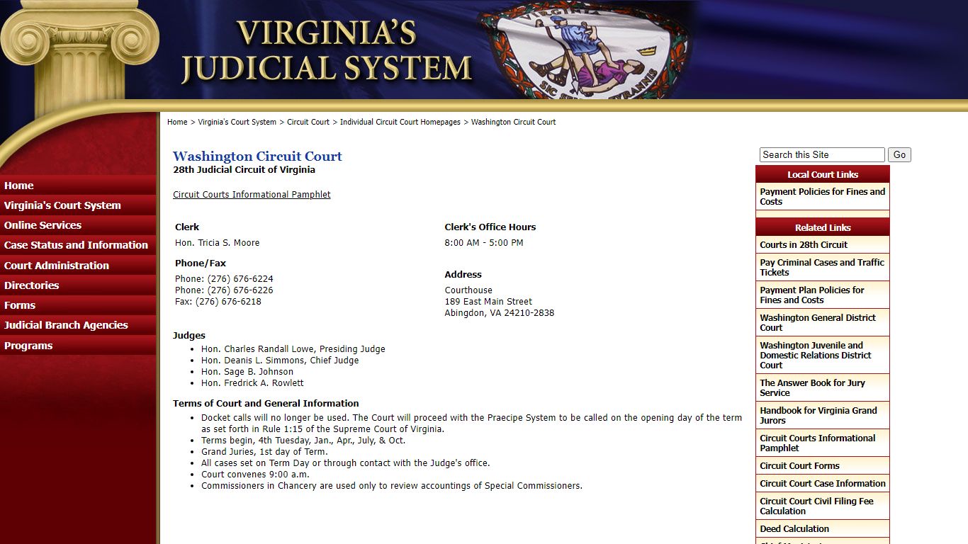 Washington Circuit Court - Judiciary of Virginia